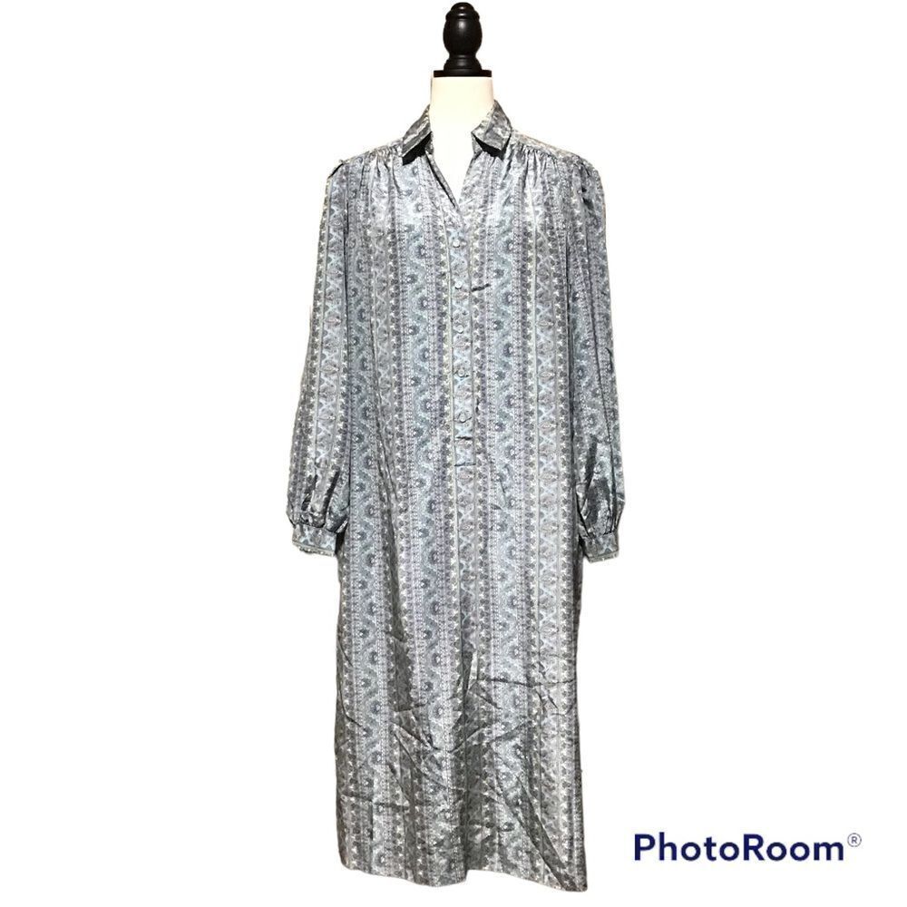 Vintage Schrader Paisley Dress 18 Union‎ Made Long Sleeve